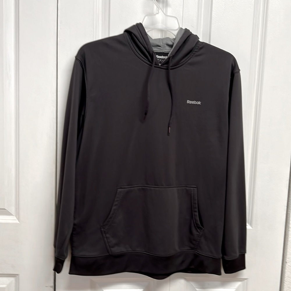 Reebok Dark Gray Hooded Long Sleeve Pocket Sweatshirt Size L
